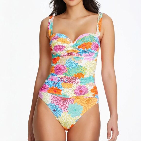 NWT Bleu Rod Beattie Fresh Picks One Piece Swimsuit Floral Underwire Size 14 NEW - Picture 4 of 15